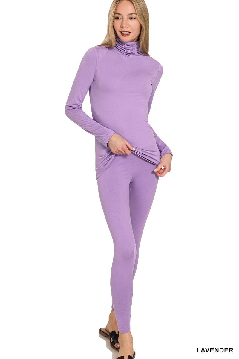 42POPS - Wholesale Athletic/Lounge Leggings - Women's - .SI-18546 Mock Neck Top & Leggings 2 Pc Set18