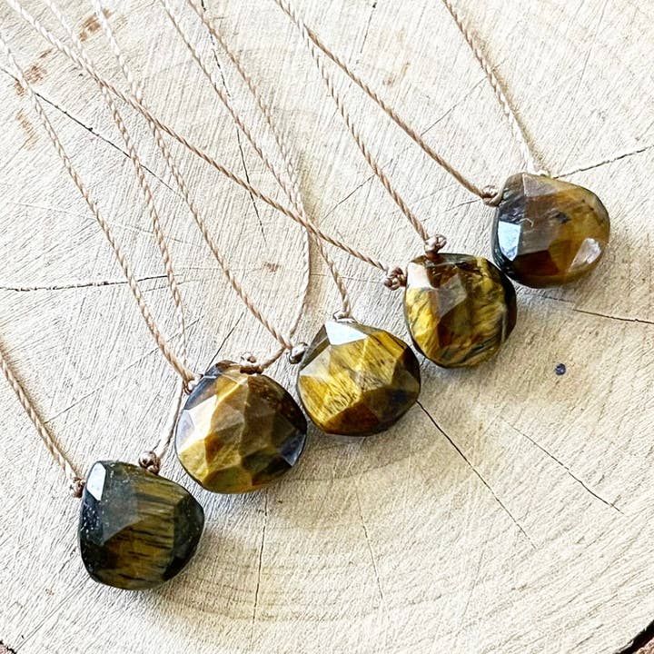 Merelani Designs - Wholesale Pendant/charm necklace - Tigers Eye Faceted Teardrop Gemstone Necklace6