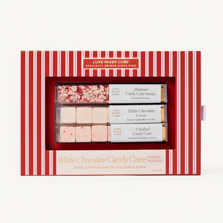 White Chocolate Candy Cane Martini Mixer Kit, Holiday for wholesale by TEASPRESSA | LUXE Mixer Cube