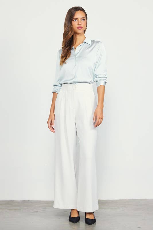 SKIES ARE BLUE - Wholesale Pants - Women's - Recycled Pintuck Wide Leg Pants
4