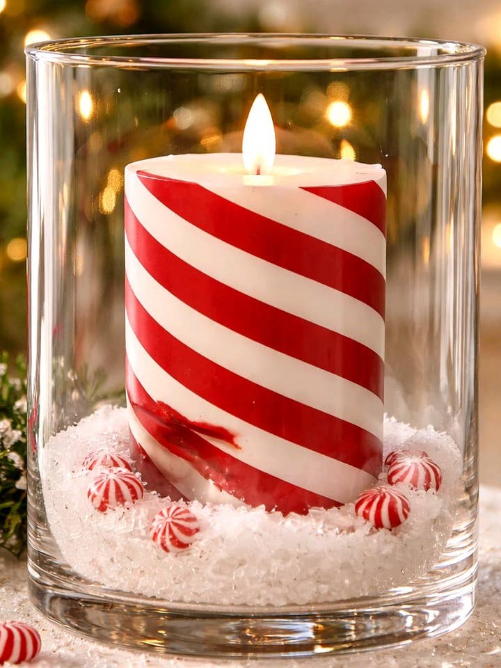 Candy Cane LED-Kerz mit beweglicher Flamme 7,6 x 10,2 cm für den Großhandel von Wholesale Home Decor