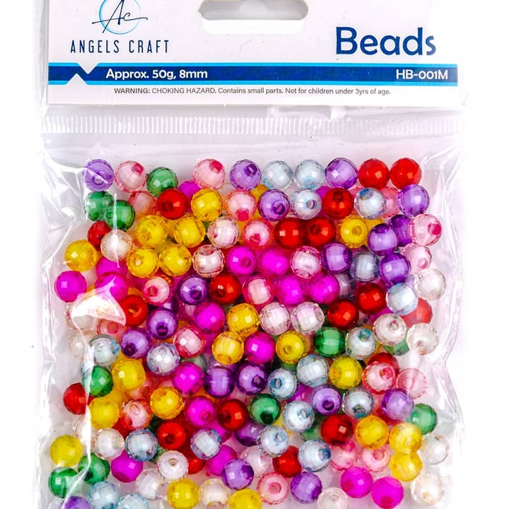 Angels Craft - Wholesale Beads - Faceted Acrylic Beads, 8mm, 200-ct