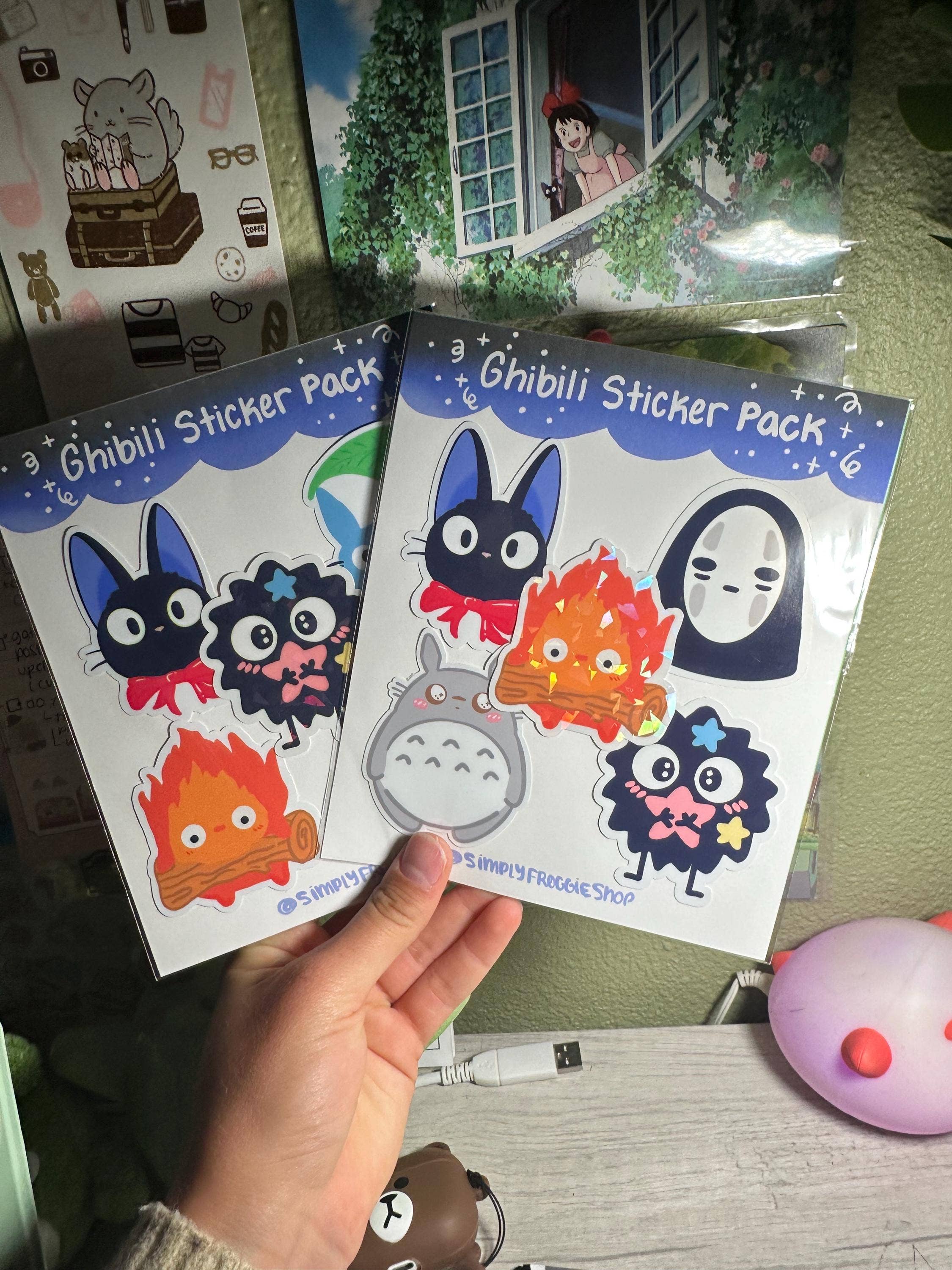 Simply Froggie Shop - Wholesale Sticker - Ghibli Vinyl Sticker Pack: Jiji, Calcifer, No Face3