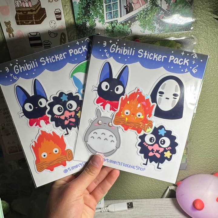 Simply Froggie Shop - Wholesale Sticker - Ghibli Vinyl Sticker Pack: Jiji, Calcifer, No Face3