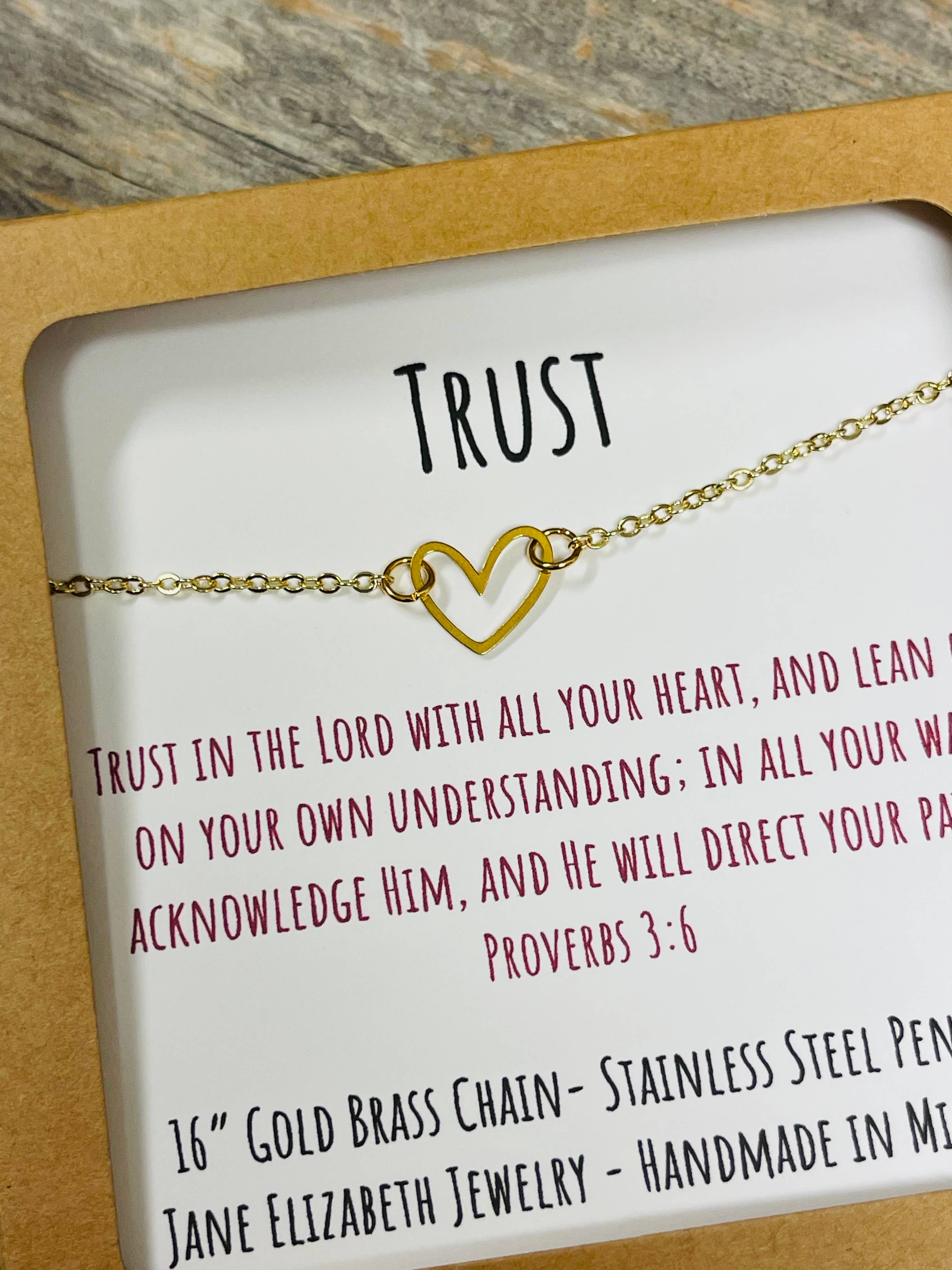 Jane Elizabeth Jewelry - Wholesale Pendant/Charm Necklace - Gold Heart Necklace, Christain Bible Verse Jewelry Gift0