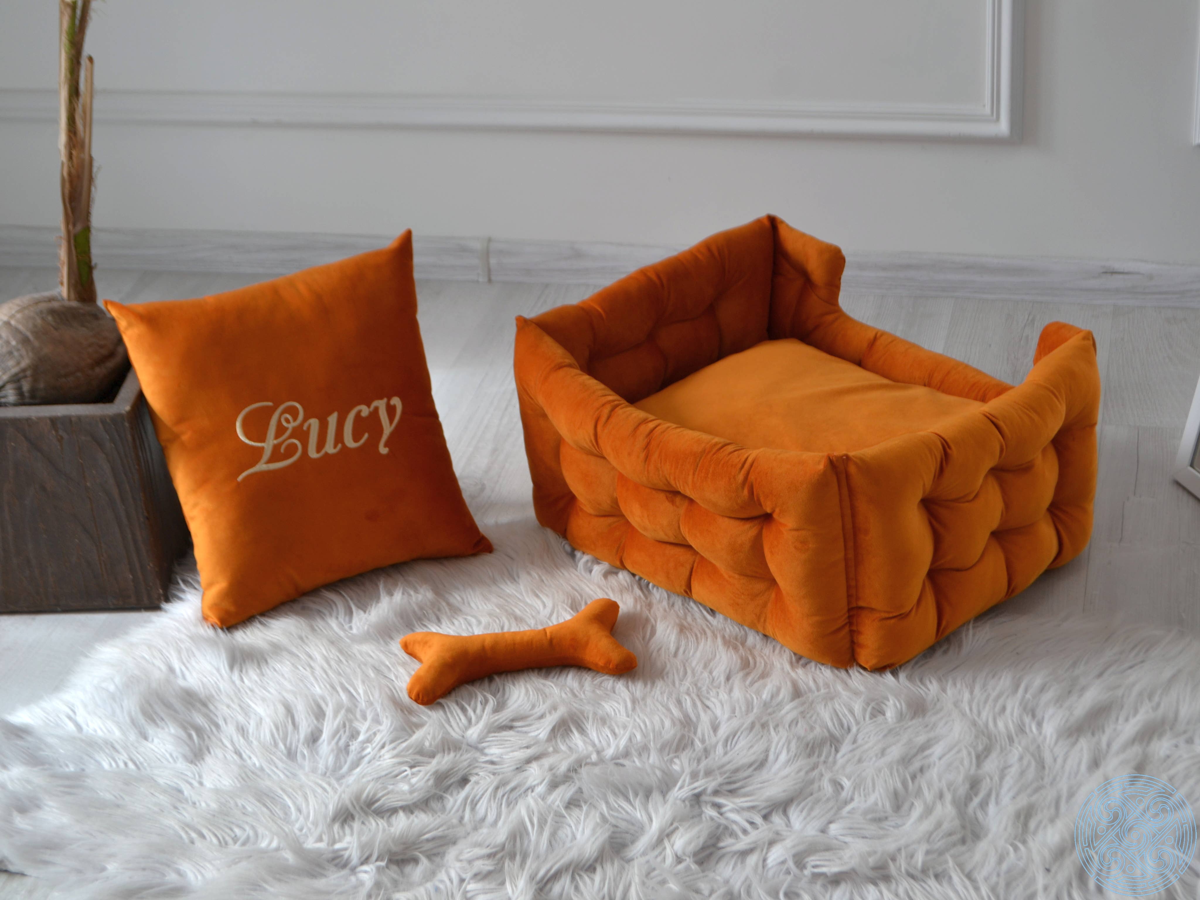 Magicalworld – wholesale Husdjursbädd – Hund – Djurångestbädd för stora hundar i orange, personalisering7