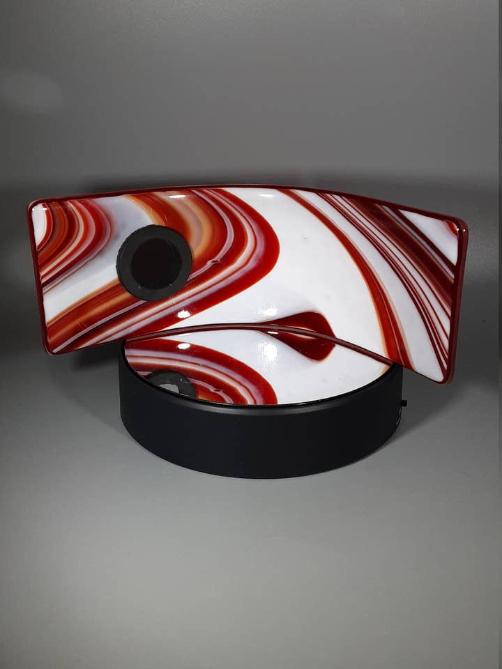 Rood-witte glazen fleshouder voor wholesale door Glasstopia