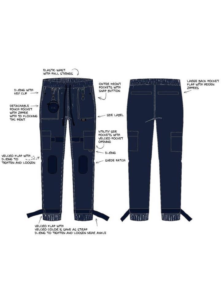 Oxford Navy New Sphere Pouch Strap Cargo Pants Joggers for wholesale on Faire