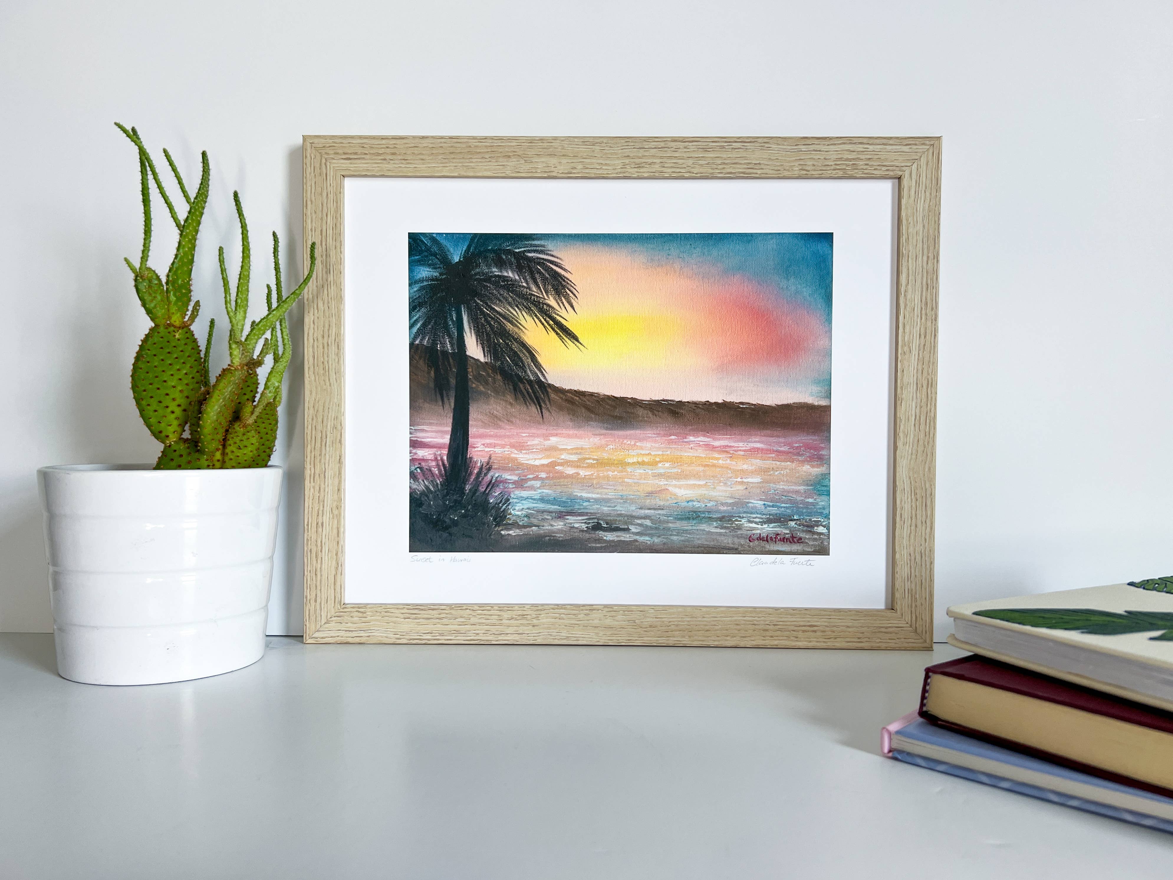 Clara de la Fuente Artist - Wholesale Art Print - Warm Yellow Pink Blue Sunset  Hawaii Palm Beach Gift & Decor7