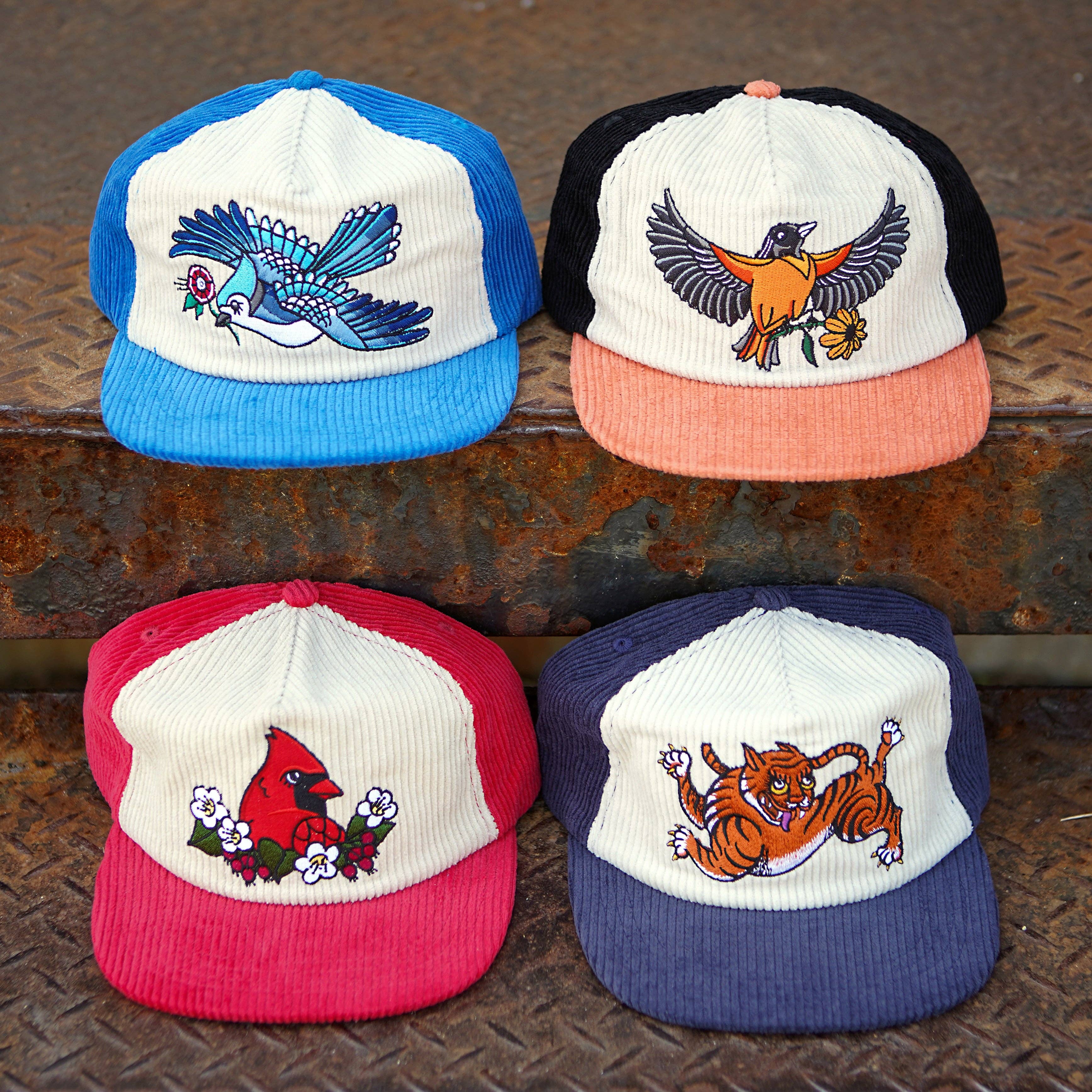 Stuntin Goods - Wholesale Flat Brim Cap - Unisex - Blue Jay Two-Tone Corduroy Hat3