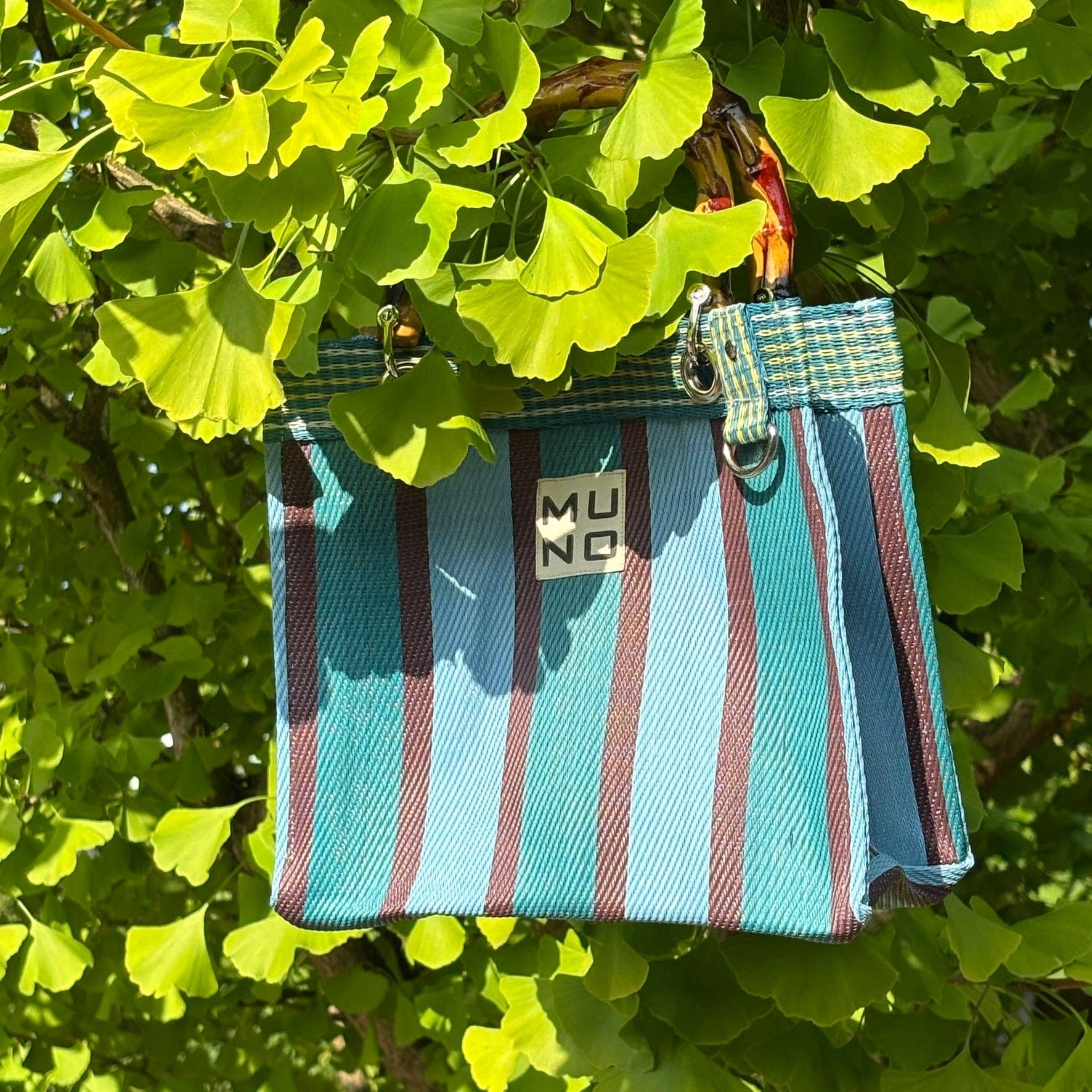 Muno - Wholesale Tote Bag - Women's - Nylon Mini Bag with Bamboo Handle - Ocean Breeze3