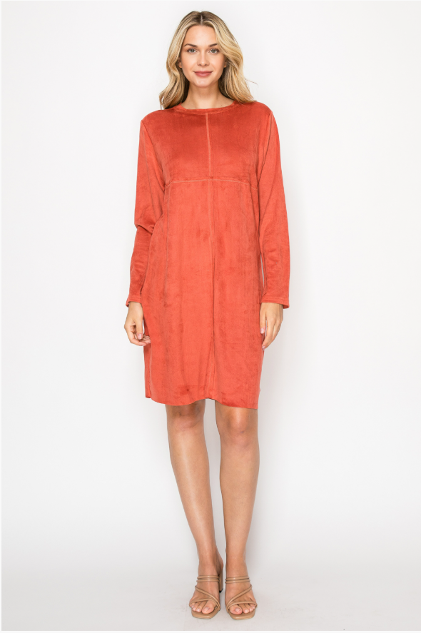 Joh Apparel - Vente Robe – femme - Robe à col rond en daim stretch Aurora sans poches40