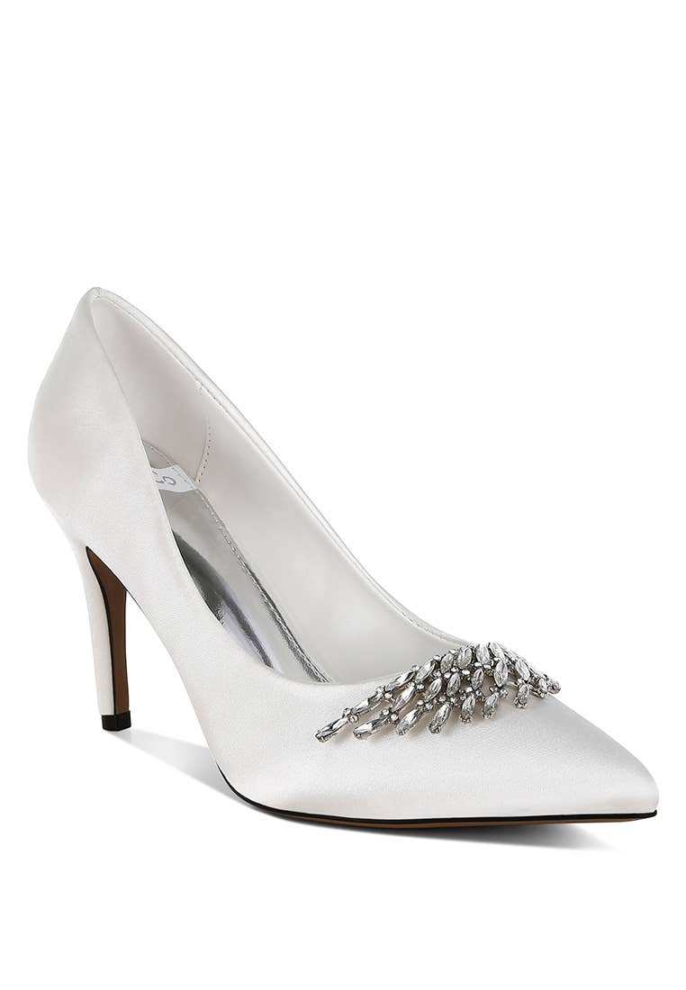 Rag Company - Wholesale High Heels - Women's - Rhodolia Diamante Brooch Detail Satin Pumps19