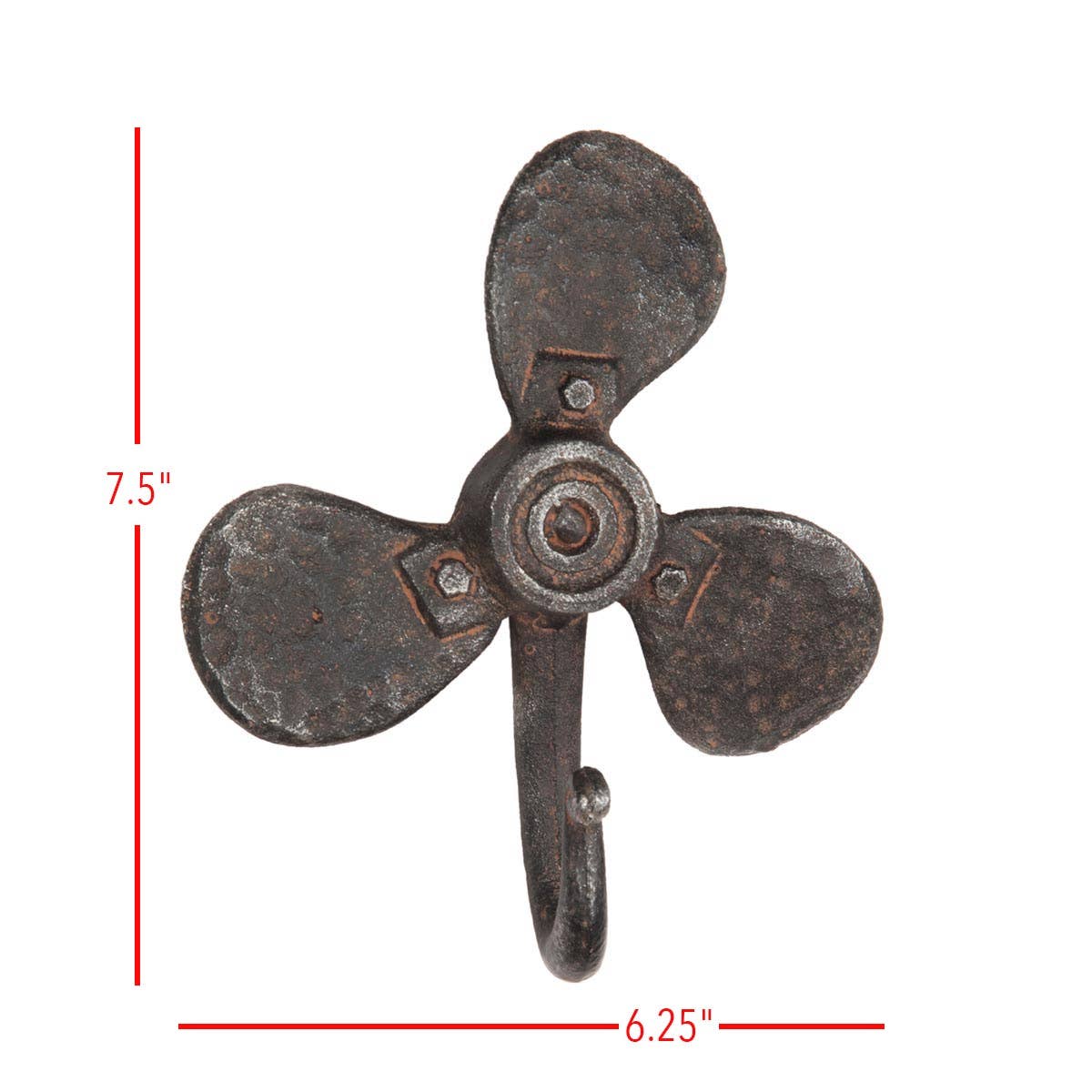 Foreside Home & Garden - Wholesale Wall Hook - Rustic Cast Iron Propeller Wall Decor Hook Aged Bronze5