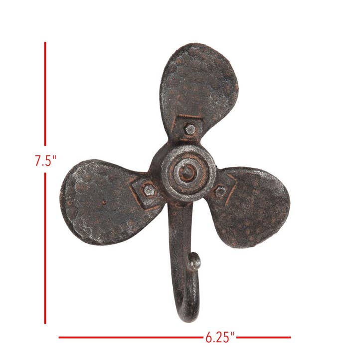 Foreside Home & Garden - Wholesale Wall Hook - Rustic Cast Iron Propeller Wall Decor Hook Aged Bronze5