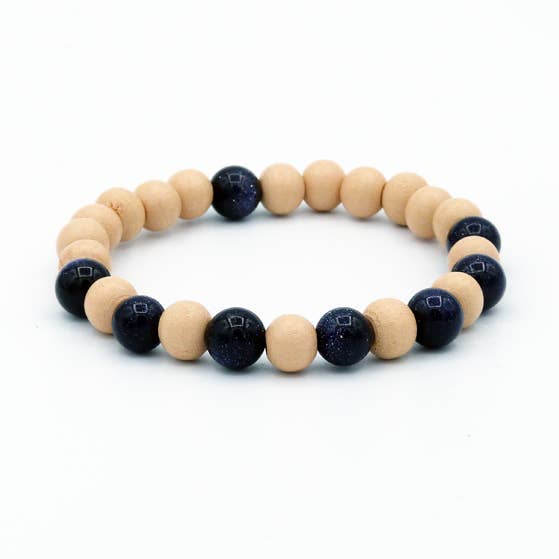 Natural Blauwe Goudsteen Gemstone Armband for wholesale by Beau Accessoires