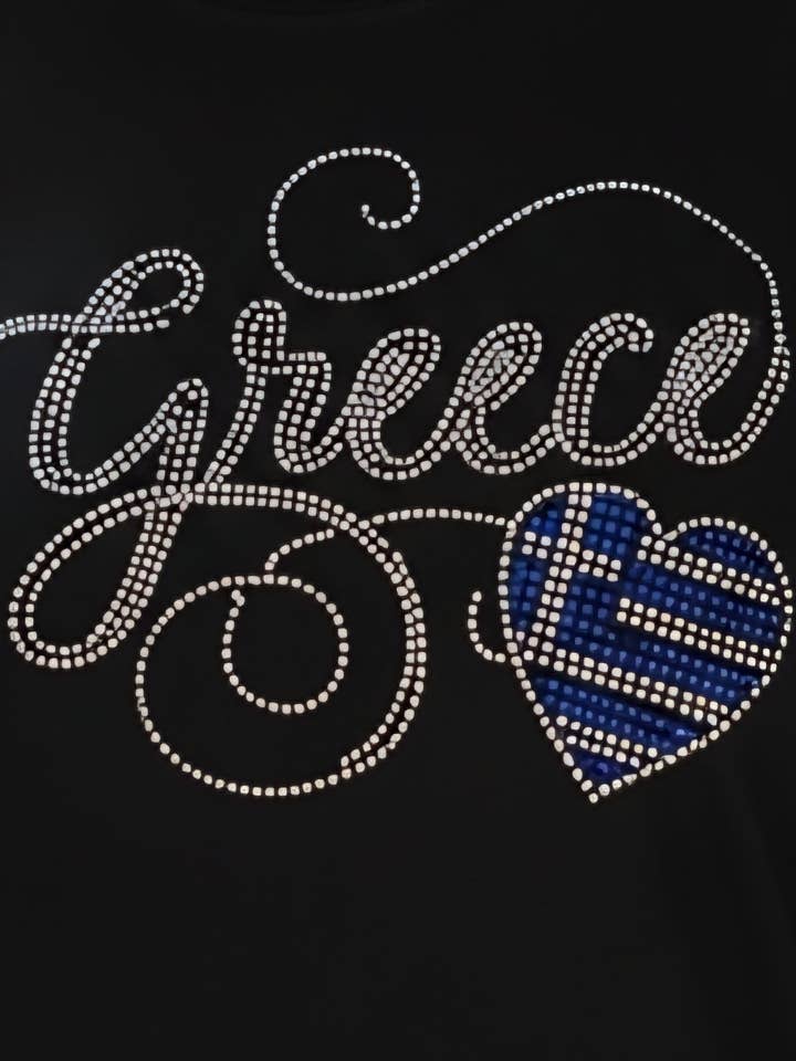 Crystal “Greece” Heart T-Shirt – Unisex (S–3X) for wholesale by 2 Greeks Inc