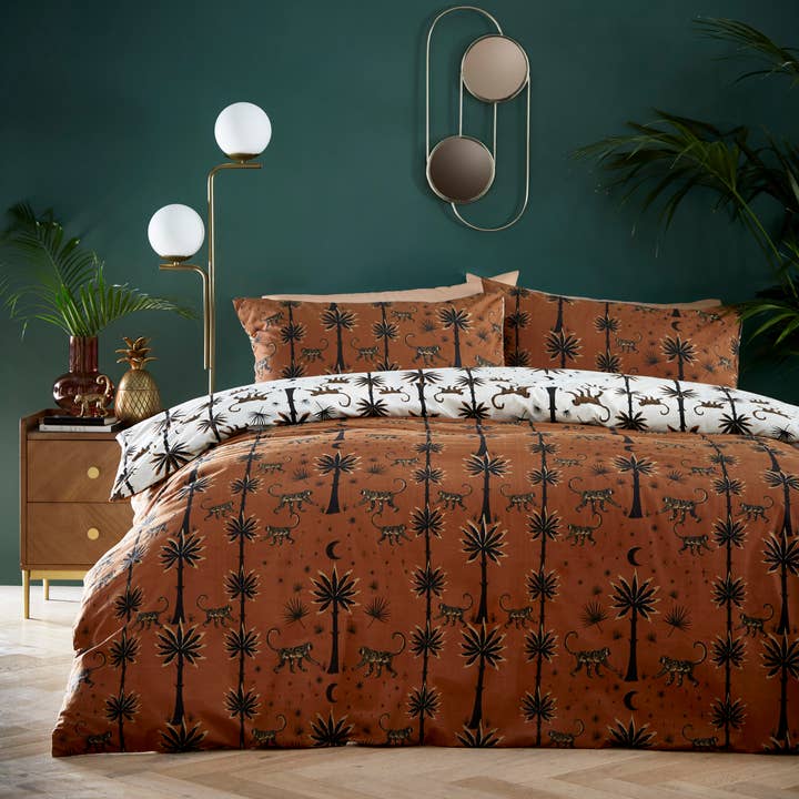 Desert Monkey Printed Reversible Duvet Cover Set Amber for wholesale by Riva Home