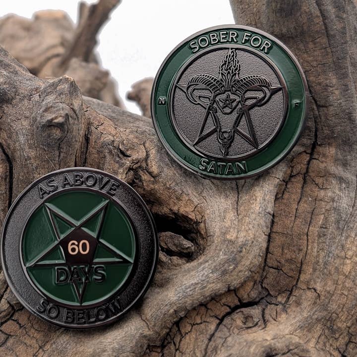 SOBRIO POR SATANÁS FICHA DE SOBRIEDAD - 60 DÍAS para venta al por mayor de Ninja Ferret Art