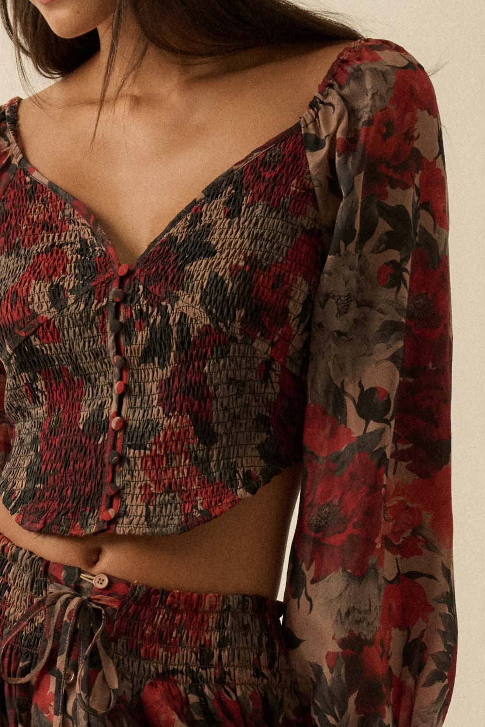 Promesa USA - Wholesale Blouse - Women's - Floral-Print Smocked Sweetheart Corset Peasant Top13