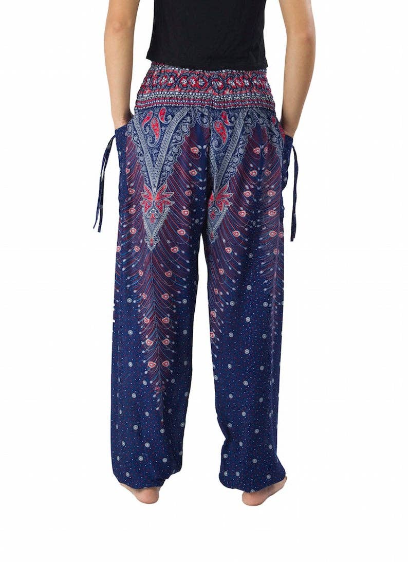 Studio 12 Collective (previously Ethnic Lanna) – Großhandel Hose – Damen – Haremshose Boho mit gesmokter Taille und Taschen - Pfau14