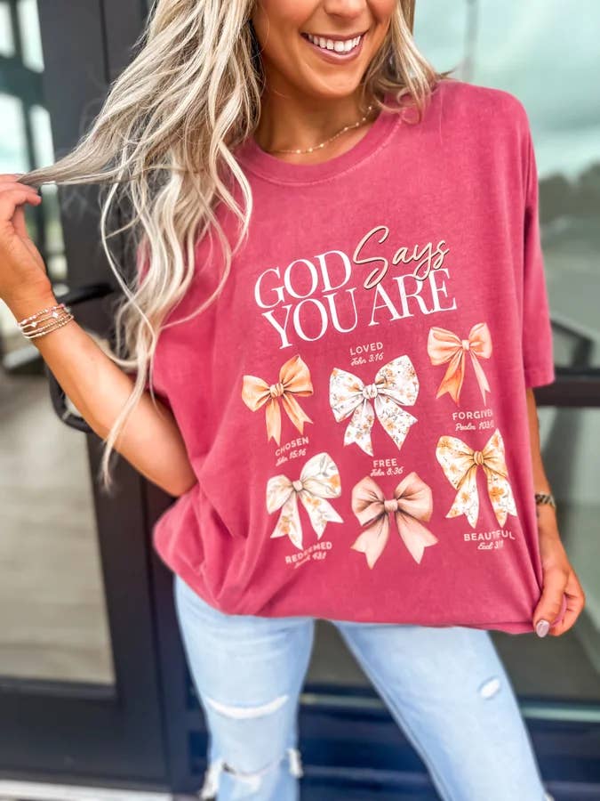 birdie - Wholesale Screen Printed T-Shirt - Women's - God Says You Are Crimson Graphic Tee