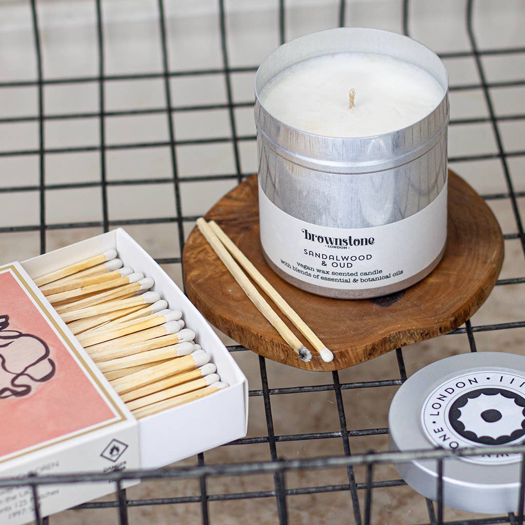 Brownstone London - Wholesale Travel Candles - Sandalwood & Oud Tin Candle1