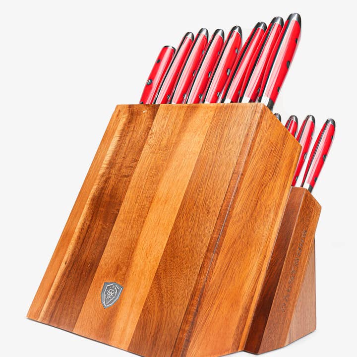 Dalstrong - Wholesale Knife Set - 18-piece Colossal Knife Set with Block | Red Handles | Gladiator Series | Knives NSF Certified | Dalstrong ©1