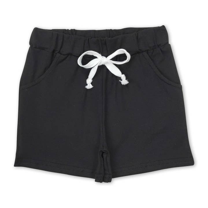 Black cotton pocket kids boy summer shorts for wholesale by Yawoo Garments