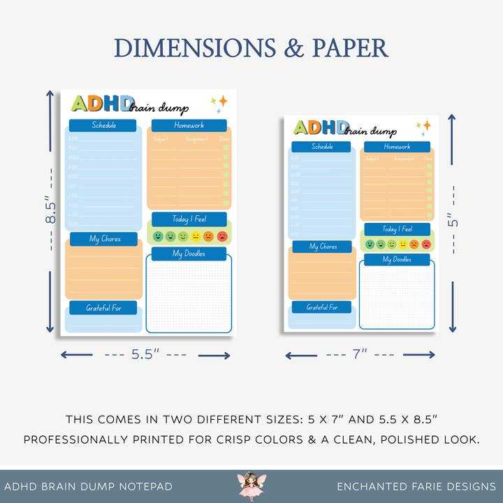 Enchanted Farie Designs - Wholesale Notepad - ADHD Brain Dump Notepad