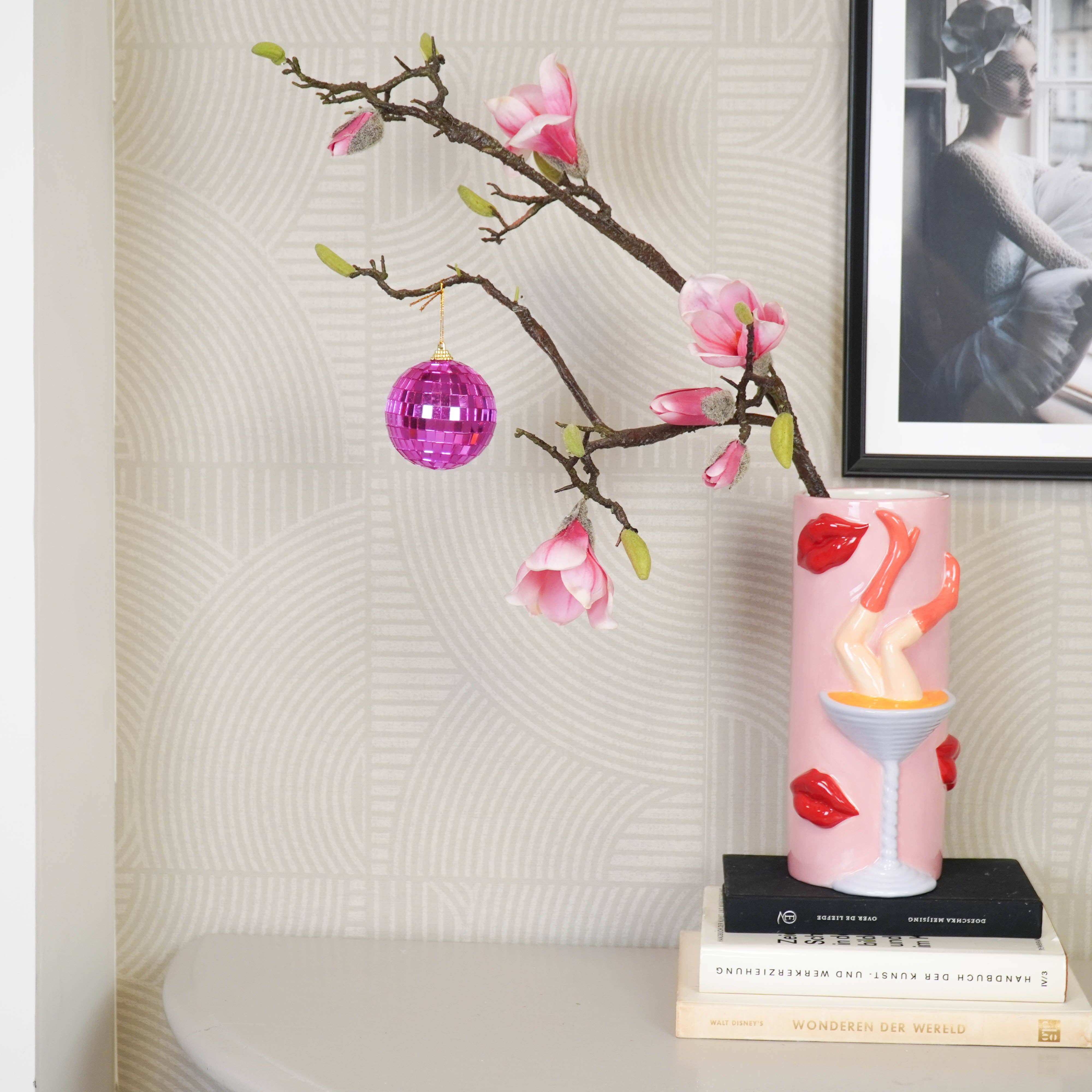 Housevitamin bv - Wholesale Ornament - Christmas Decoration -  Christmas Hanger - Discoball - Foam - Pink - 8x8x8cm2