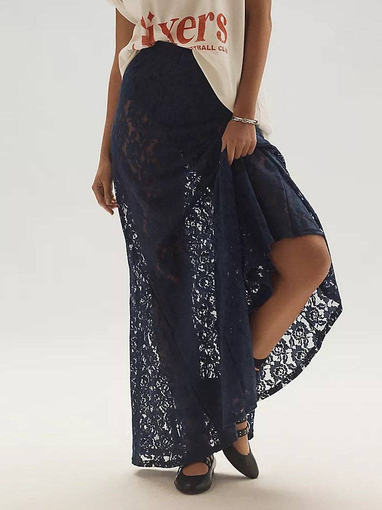 Dipped Shop - Vendita all'ingrosso Gonna - Donna - Gonne Irregolari in Pizzo Jacquard Svuotato DP25C4693