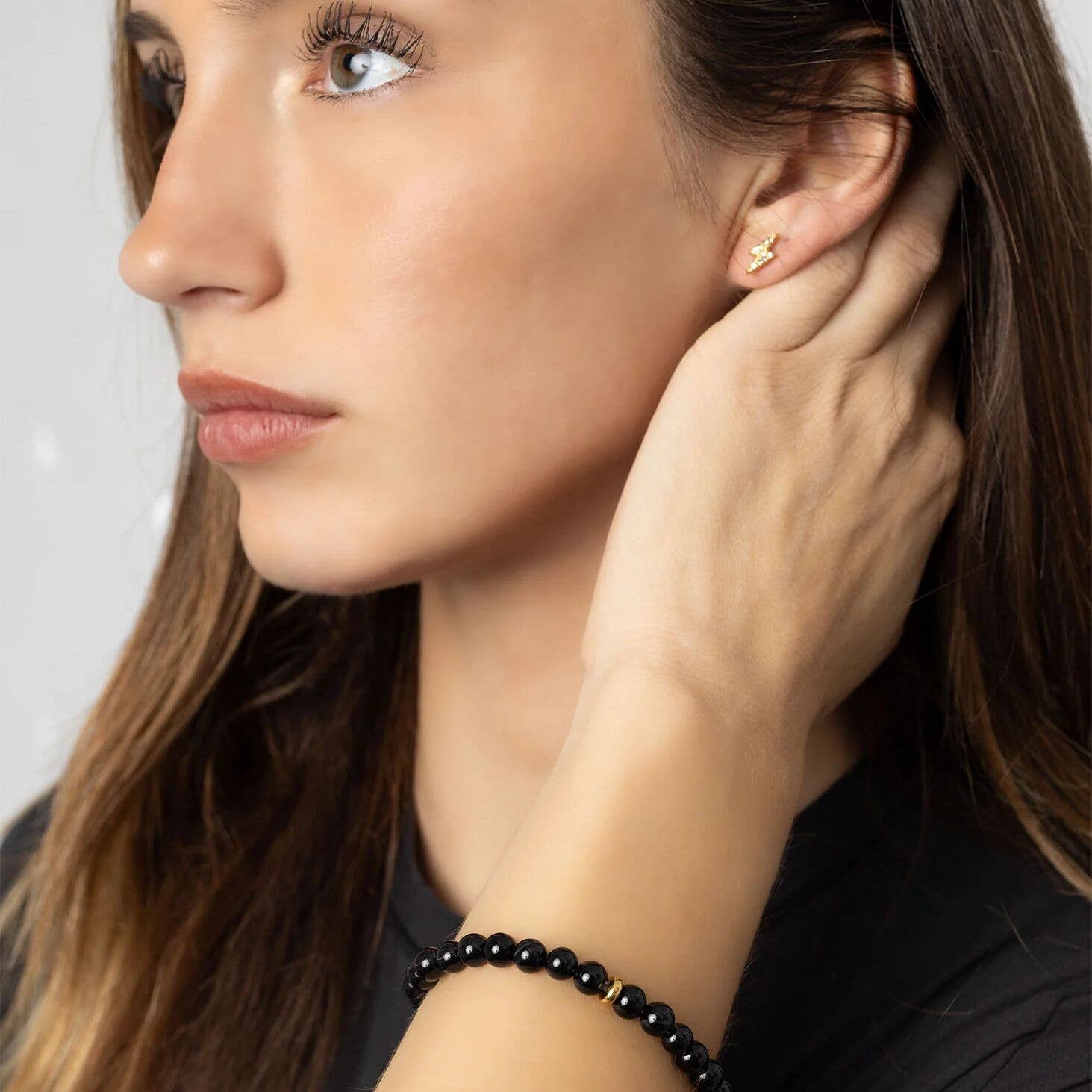 Or Bracelet en perles de verre d'agate plaqué or 18K PVD en vente sur Faire8