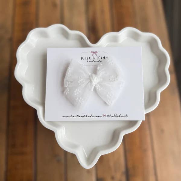 Flocking floral / white / headband / clip / piggy set for wholesale by Kait + Kids