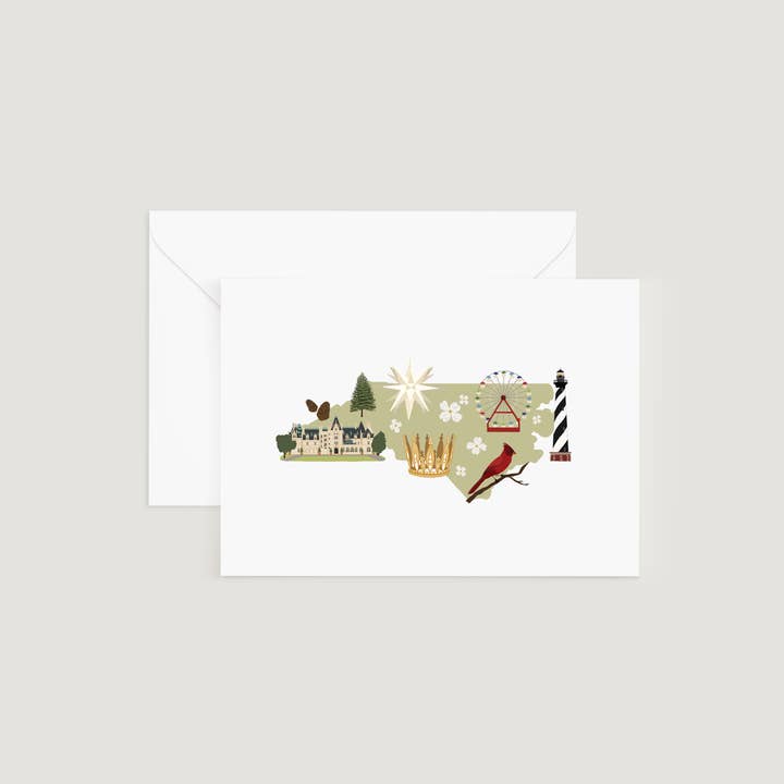 Greeting Card, North Carolina State Icons for wholesale by Doster Paper Co.
