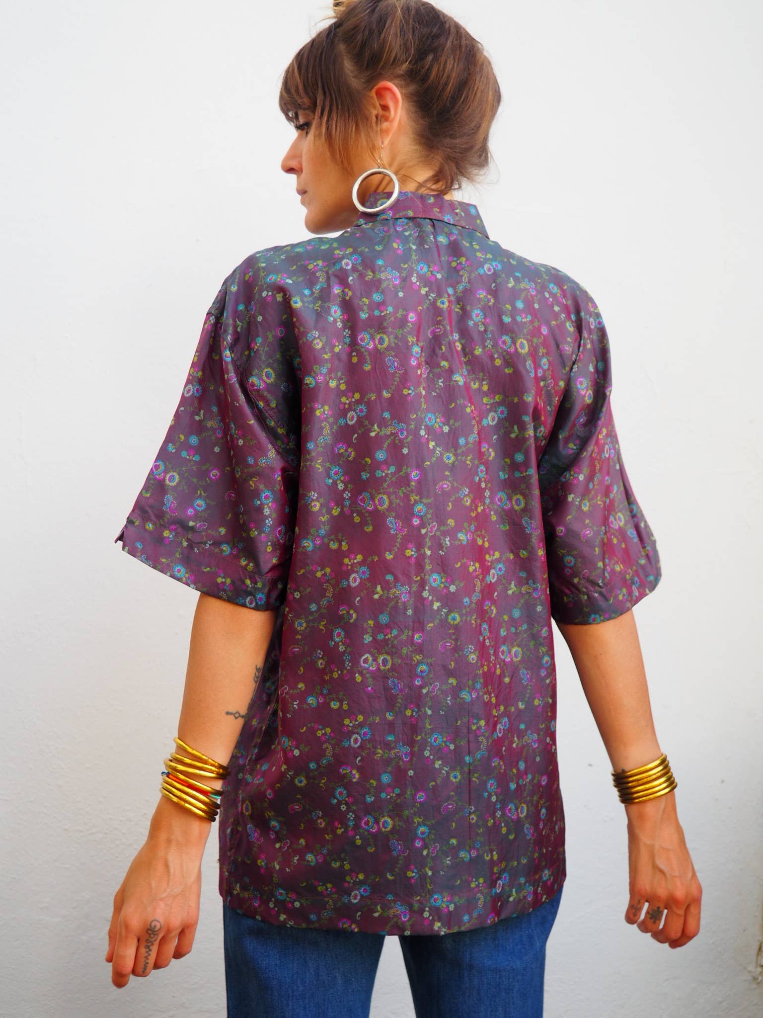Vagabond Ibiza - Wholesale Button Down Shirt - Unisex - The Atlas Shirt – Up-cycled Vintage Sari Short-Sleeved 10