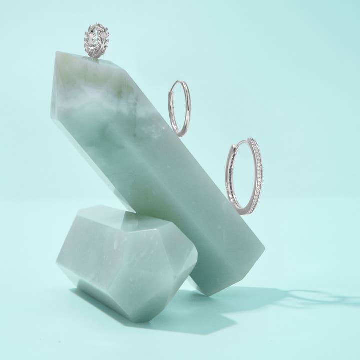 Luxenter - Wholesale Stud/Post Earrings - Luxenter Isbak earrings rhodium finish2