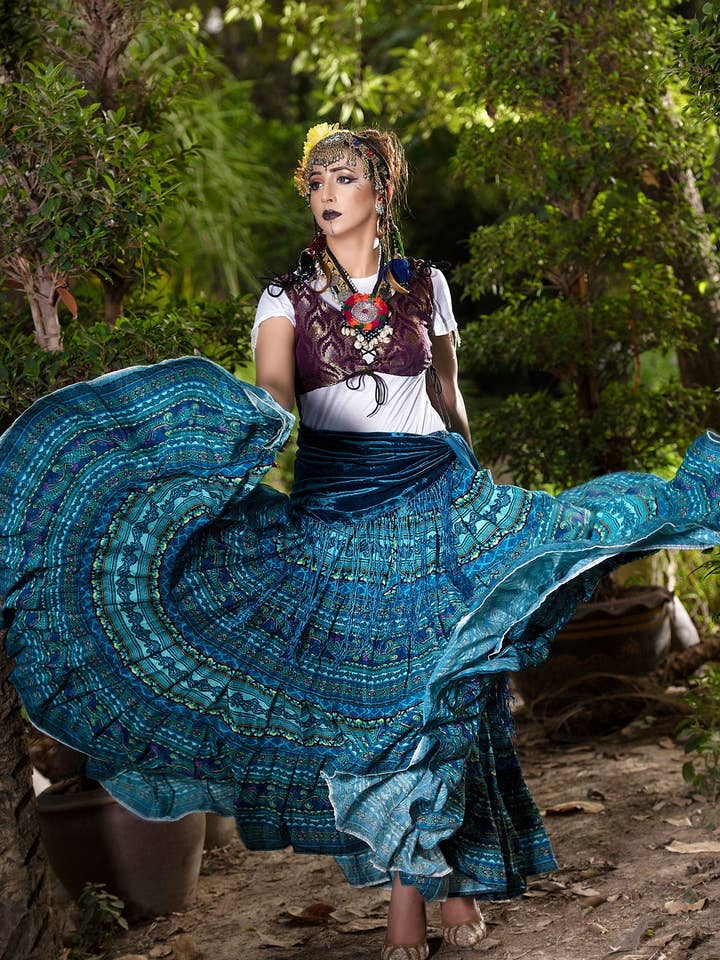 Falda estampada digital sky para venta al por mayor de Senoritas Tribal Designs