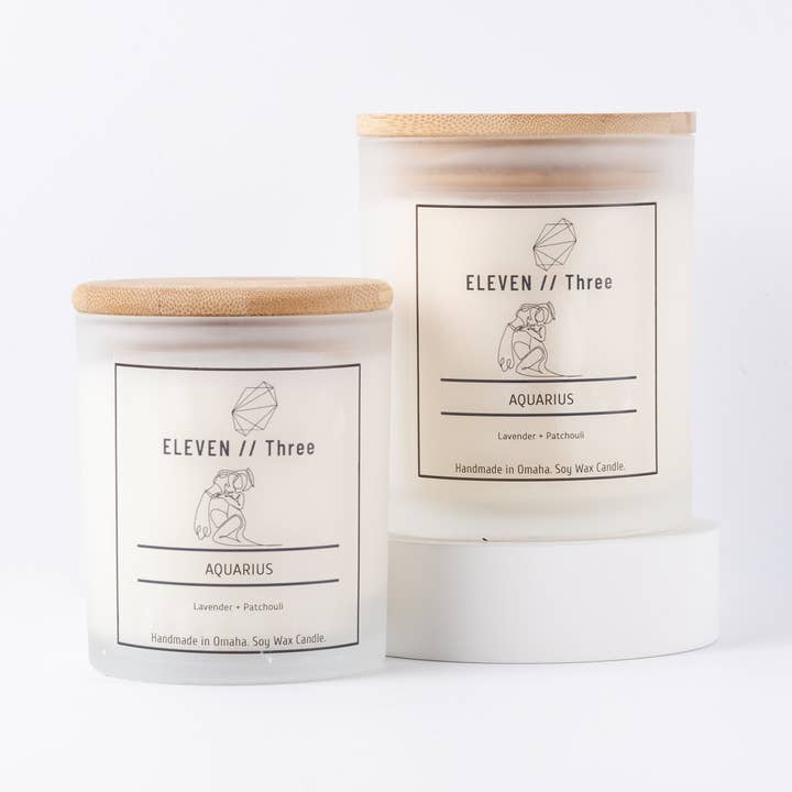 Aquarius Lavender Patchouli Soy Wax Jar Candle for wholesale by ELEVEN//Three
