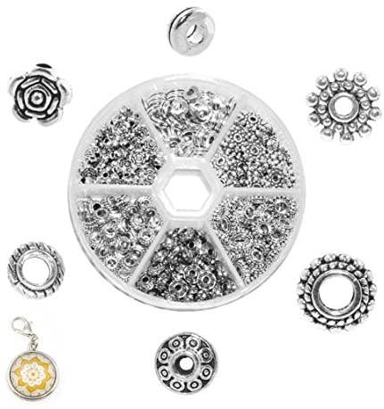 Mandala Crafts - Wholesale Beads - Tibetan Metal Charm Spacer Beads, 6-7mm, Antique Silver