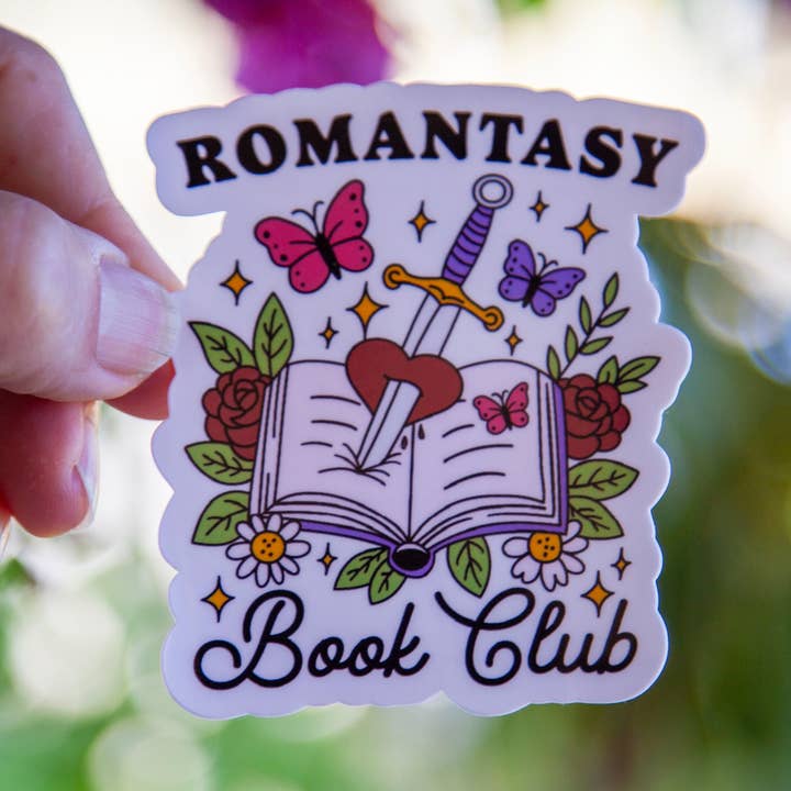 Romantasy Boekenclub-sticker voor wholesale door Hyacinth Honey Designs