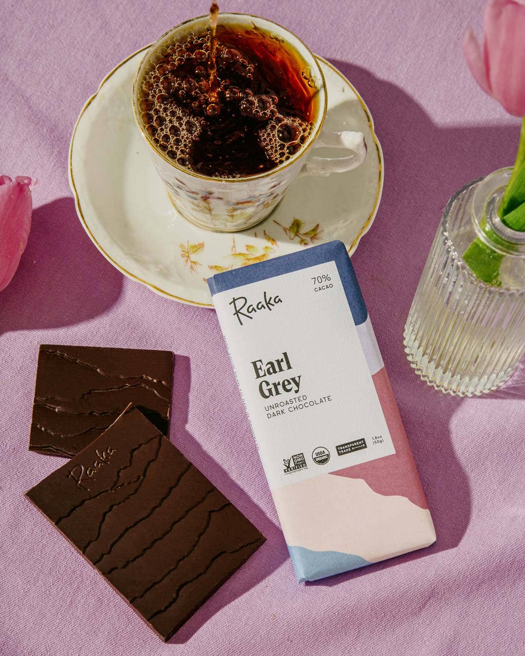 Raaka Chocolate - Wholesale Chocolate Bar - 68% Earl Grey Tea Chocolate - Spring Limited Batch1