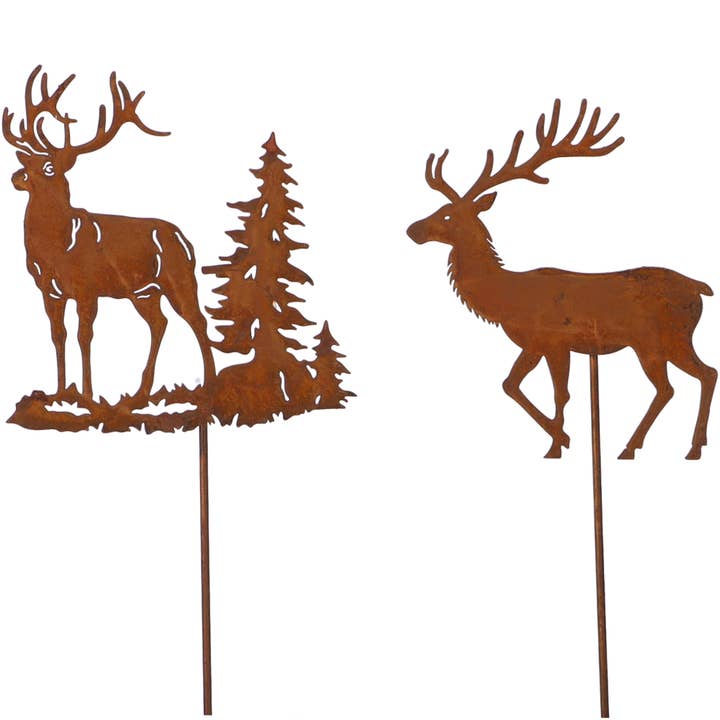 Cerf en métal Nevio à planter, 2 motifs, H12cm, pour la vente par Vosteen