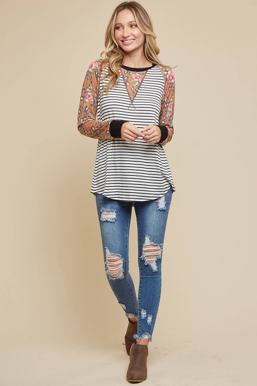 lovely melody – wholesale Tunika - Dam – LMT2704-i en blixt Leopard Raglan Top10