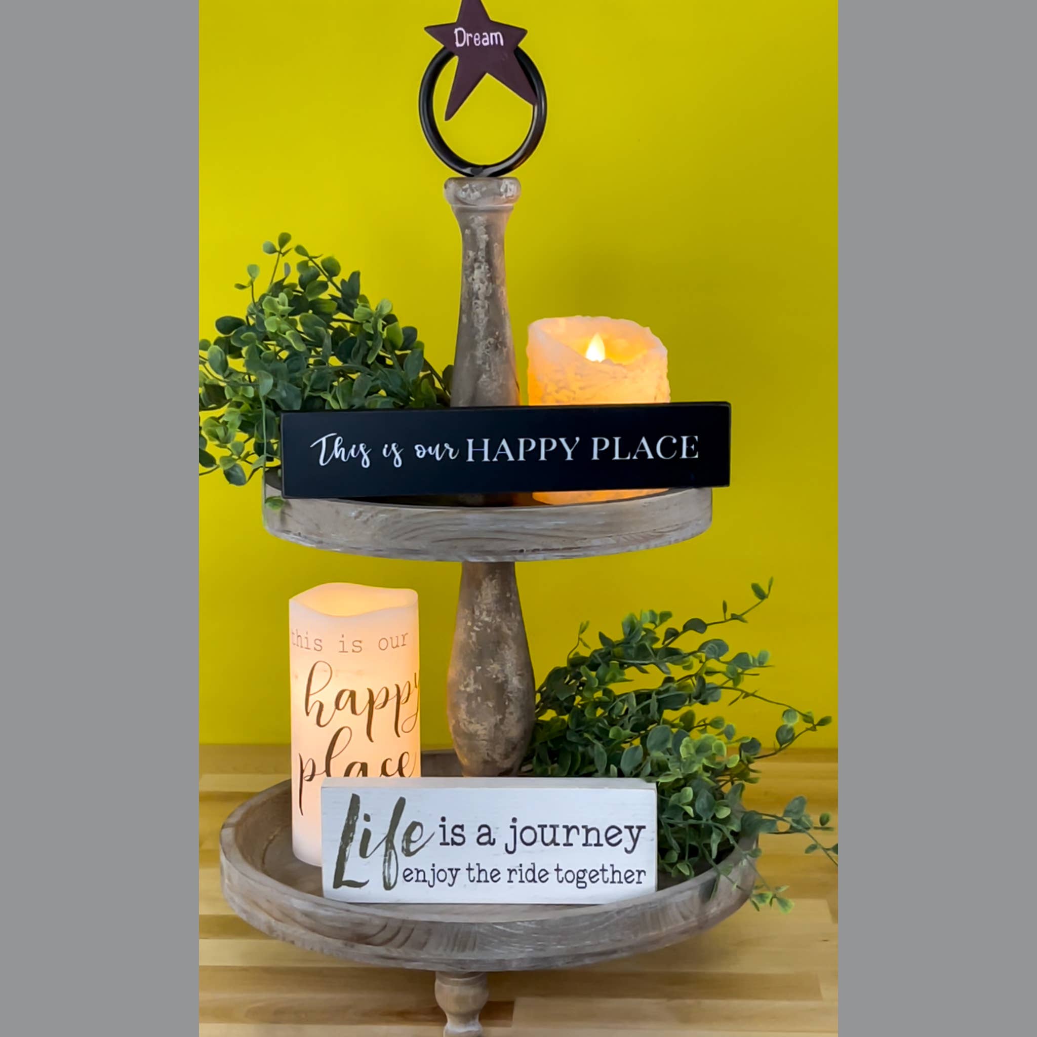 be a beam - Wholesale Decorative Tray - Weathered Two Tier Tray with Metal Handle3