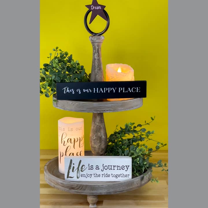 be a beam - Wholesale Decorative Tray - Weathered Two Tier Tray with Metal Handle3