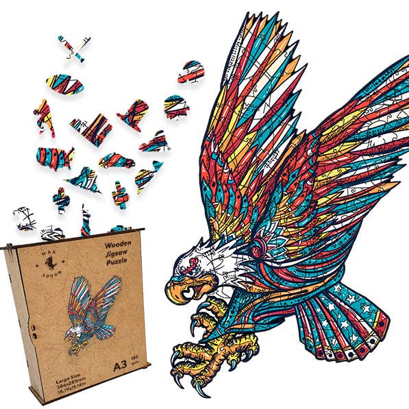 Puzzle en bois pour adultes et enfants Eagle taille L pour la vente par Max Woody™