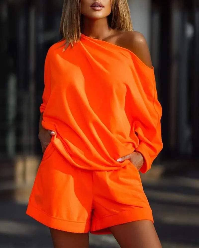 Flarix - Venta al por mayor Conjunto de ropa cómoda - Mujer - conjunto de pantalones cortos con detalle de bolsillo superior7