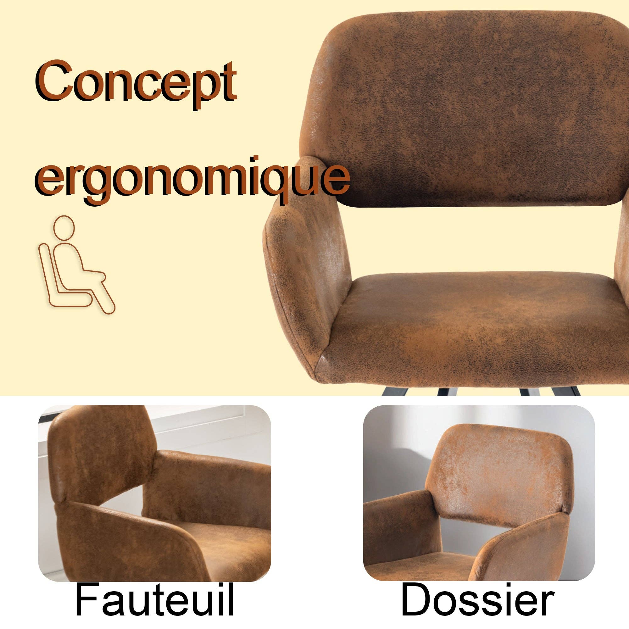 Urban Meuble - Wholesale Chair - Set of 2 vintage dining chairs swivel suede fabric brown CALIFORNIA KD SUEDE BROWN SWIVEL13