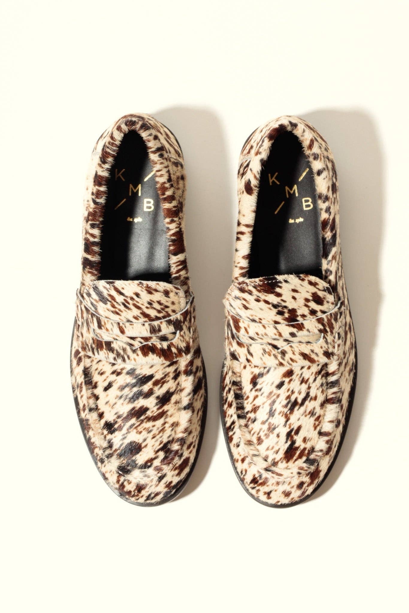 KMB Shoes - Wholesale Flats - Women's - EMILIA COW PRINT – Cowhide Leather Loafer Flats